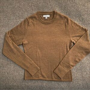 J. Crew Women’s Fitted Crewneck Merino Wool Sweater, Size S, Brown